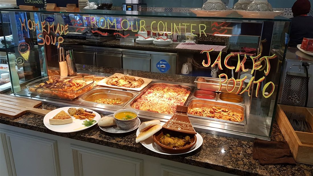 The hot food counter